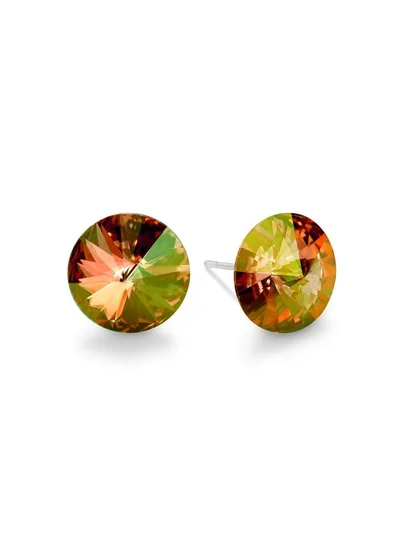 Seona Seona Ella 10mm Crystal Stud Earrings  – Hypoallergenic Stainless Steel Stud Earrings for Women, Elegant Crystal Rivoli Jewelry Earrings for Everyday and Special Occasions -  Copper